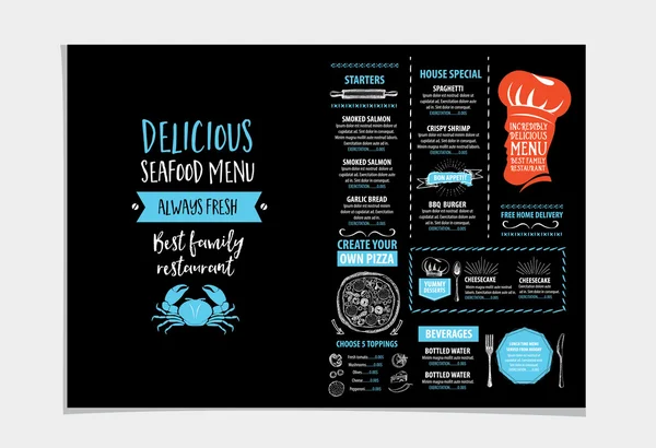 Restaurant brochure, menu ontwerp. — Stockvector