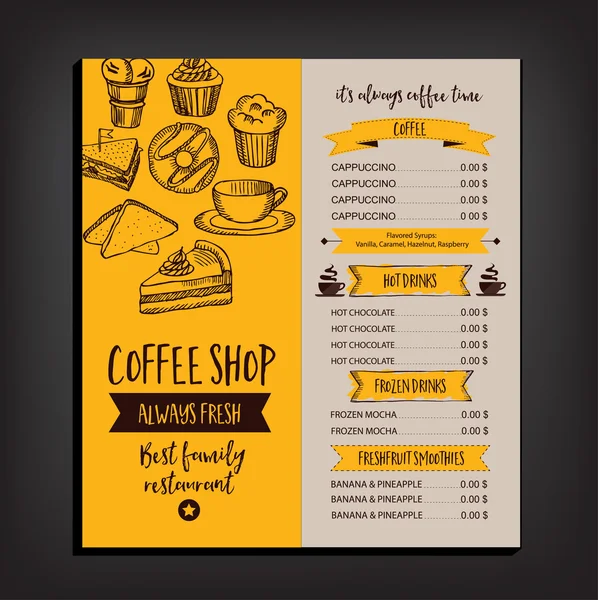 Restaurant café menu, sjabloonontwerp. — Stockvector