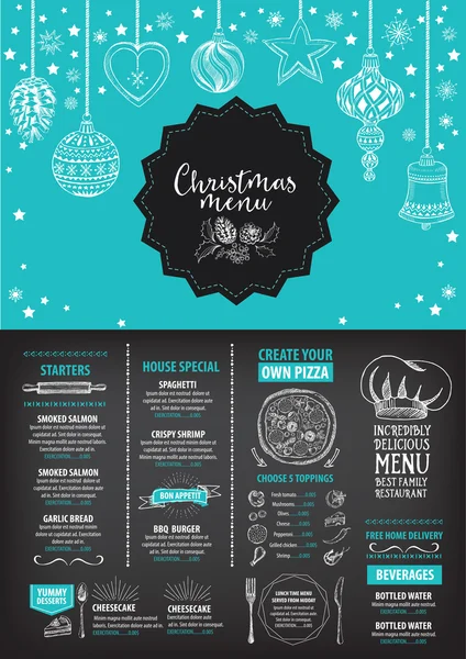 Christmas party invitation restaurant. — Stock Vector