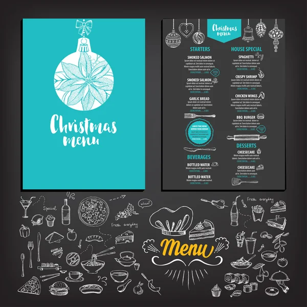 Menú restaurante Navidad — Vector de stock