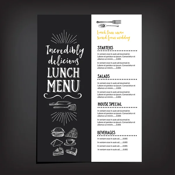 Restaurace café menu, šablony design. — Stockový vektor