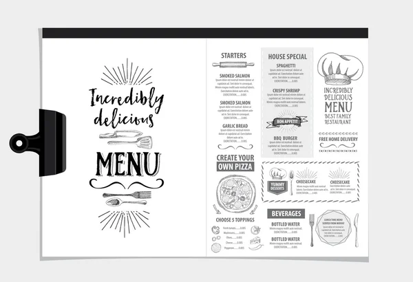 Restaurante menu de café, design de modelo . — Vetor de Stock