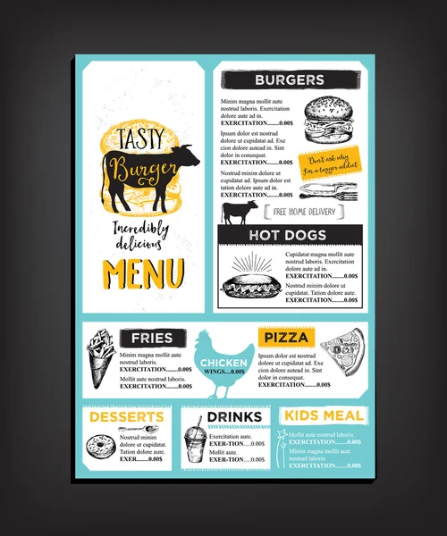 Restaurant cafe menu, Food flyer. — ストックベクタ