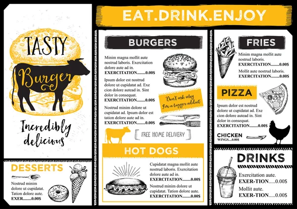 Restaurant cafe menu, Food flyer. — Stockvector