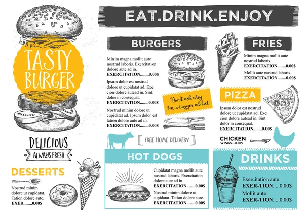 Restaurante menu de café, design de modelo . —  Vetores de Stock