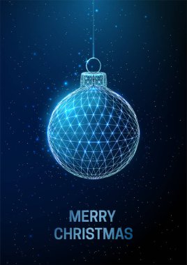 Soyut Mutlu Yıllar tebrik kartı ve asılı Noel oyuncakları.
