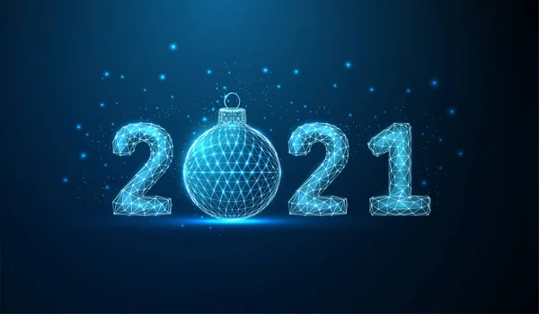 Streszczenie Szczęśliwego Nowego Roku 2021 kartka z świąteczną piłką — Wektor stockowy