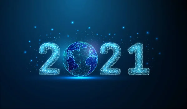 Открытки с Новым годом 2021 с планетой Земля — стоковый вектор