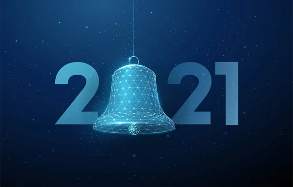 Streszczenie Szczęśliwego Nowego Roku 2021 kartka z życzeniami z dzwonkiem — Wektor stockowy