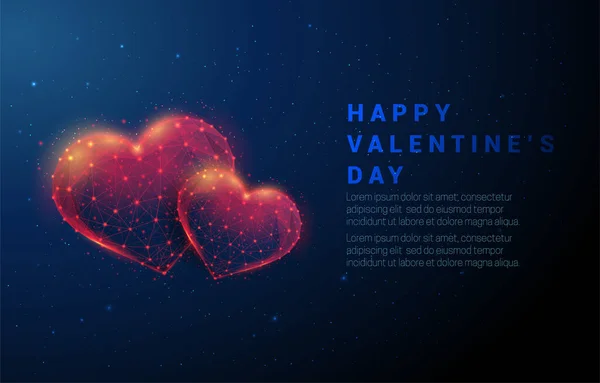 Kivonni két vörös szív alakot. Boldog Valentin napi kártyát. — Stock Vector