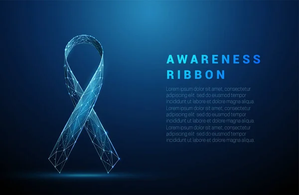 Low poly awareness ribbon. Symbol of support. — Vetor de Stock