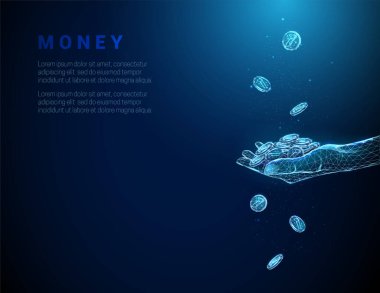 Soyut mavi el dolusu bozuk para verir ve bozuk paralar düşer..