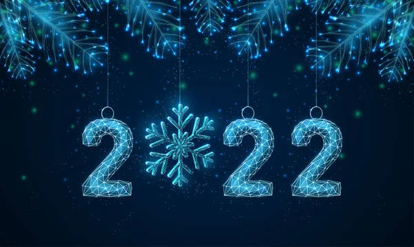 Streszczenie Szczęśliwego Nowego Roku 2022 kartka z życzeniami z dopasowanymi gałęziami drzew. — Wektor stockowy