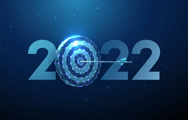 Soyut Mutlu 2022 Yeni Yıl tebrik kartı ve dart tahtasında ok.