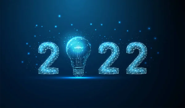 Abstrak Happy 2022 kartu ucapan Tahun Baru dengan bola lampu - Stok Vektor
