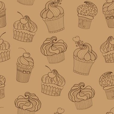 Doodle cupcakes desen
