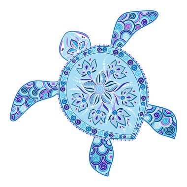 Dekoratif grafik kaplumbağa, dövme stil