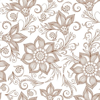 Kına Mehndi dövme karalamalar Seamless Modeli 