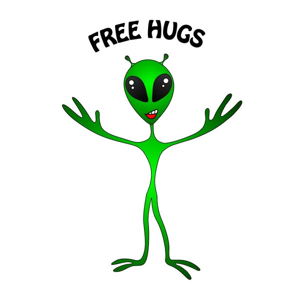 Αστεία πράσινο αλλοδαπός Free Hugs — Φωτογραφία Αρχείου