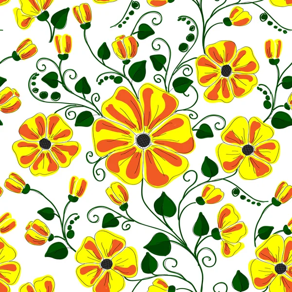 Άνευ ραφής raster floral μοτίβο, άνοιξη/καλοκαίρι σκηνικό. — Φωτογραφία Αρχείου