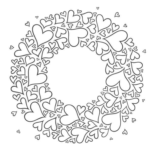 El ile Seamless Modeli tek renkli kalpler zentangle içinde çizilmiş. 