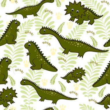 Sorunsuz bebek dinozor hayvan illüstrasyon arka plan deseni