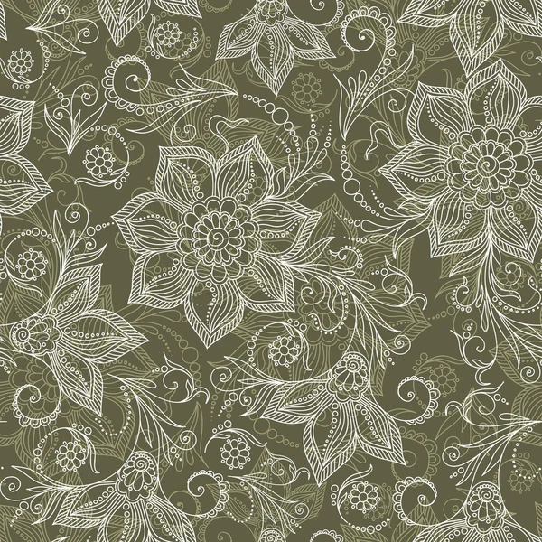 Χέννα Mehndi Doodles άνευ ραφής μοτίβο - Paisley λουλούδια Illustr — Φωτογραφία Αρχείου