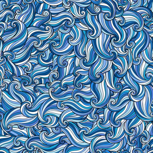 Hand drawn seamless wave blue background.