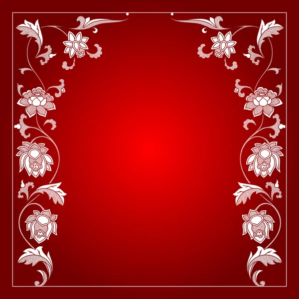 复古红色花卉框架 — 图库照片