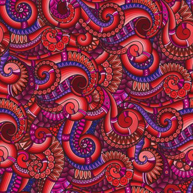 Sorunsuz Asya etnik çiçek retro doodle arka plan deseni