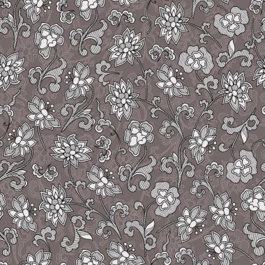 Vintage çiçek raster seamless modeli çizilmiş çiçekli.