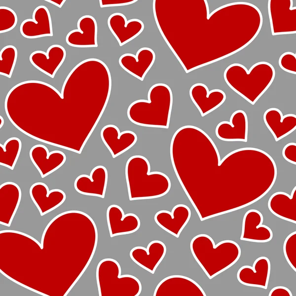 Rote Herzen nahtlose Muster. Handgezeichneter Hintergrund. — Stockfoto