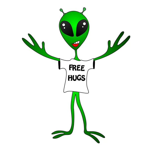 Green alien. Free Hugs — Stock fotografie