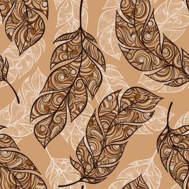 Vintage seamless modeli çizilmiş tüylü.  