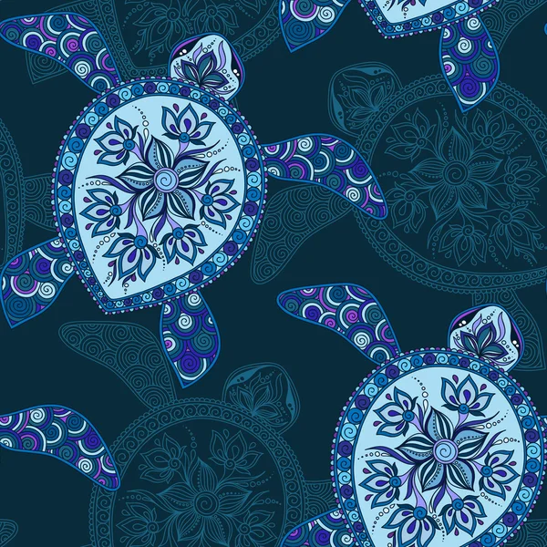 Χωρίς ραφή πρότυπο με χελώνες. Ινδική mehndi στυλ — Φωτογραφία Αρχείου