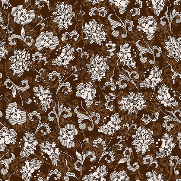 Patrón sin costura raster floral vintage con flo beige dibujado a mano — Foto de Stock
