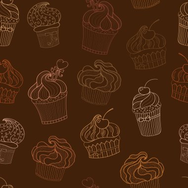 Doodle cupcakes desen
