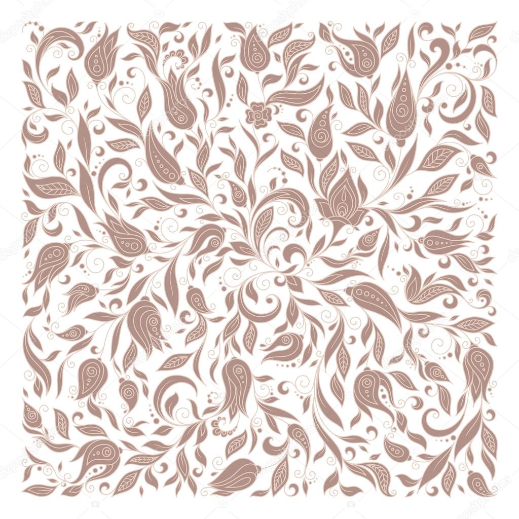 Vector illustration of square made with floral elements.  