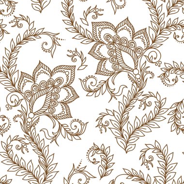 Kına Mehndi dövme karalamalar Seamless Modeli 