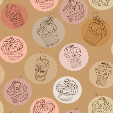 Doodle cupcakes desen