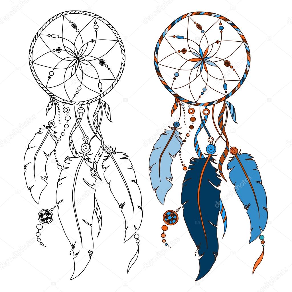 Traditional dream catcher icon, cartoon style