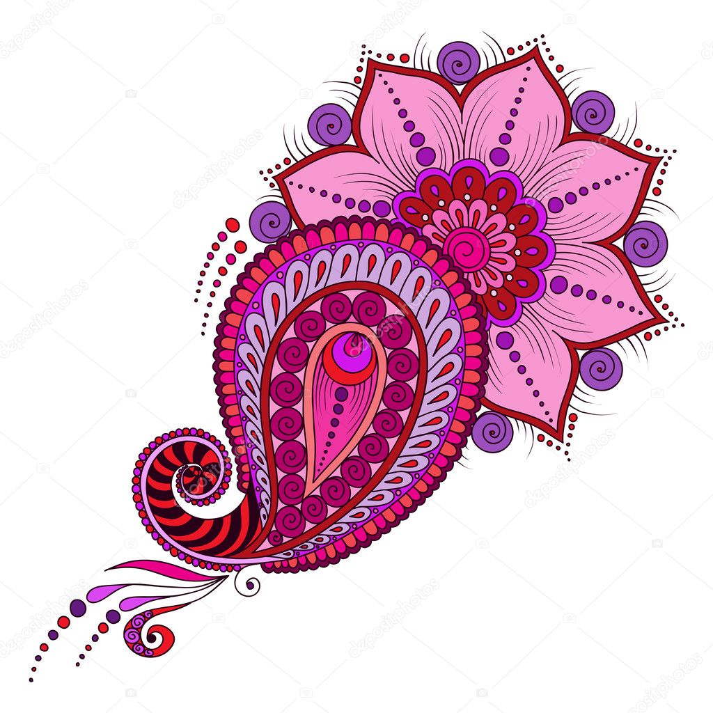 Paisley ethnic  ornament. Floral design hand drawn illustration.