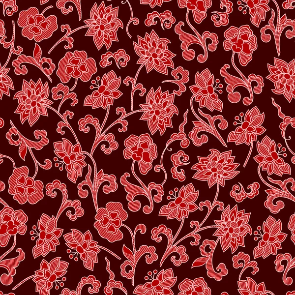 Vintage floral raster seamless pattern with hand-drawn  flowers. — Stock Photo, Image