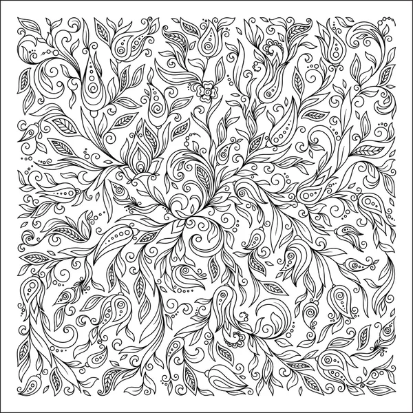 Pattern for coloring book. Ethnic, floral, retro, doodle element