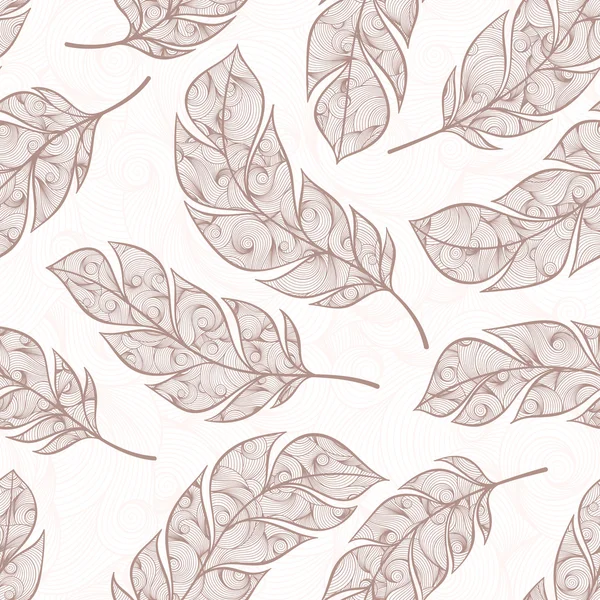 Vintage seamless pattern with hand-drawn feathers.