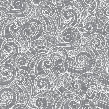 Sorunsuz Asya etnik çiçek retro doodle arka plan deseni