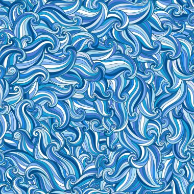 Kesintisiz dalga mavi arka plan el çekilmiş.  