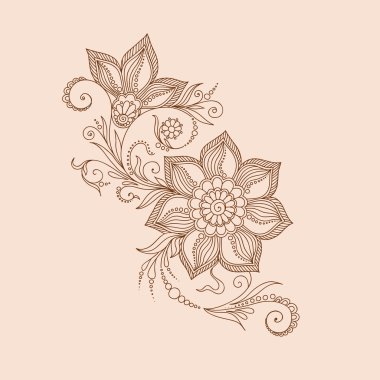 Kına dövme mehndi doodle öğeleri. Tasarım kümesi