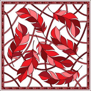 Vintage bandana. Eşarplı dalgalar desen tasarım soyut el ile çizilmiş. Kart veya şal için şablon tasarım