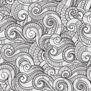 Sorunsuz Asya etnik çiçek retro doodle arka plan deseni